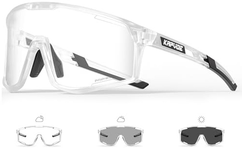 KAPVOE Photochromic Cycling Glasses Men Women Clear Mountain Bike Sunglasses MTB Baseball Running Triathlon - K180
