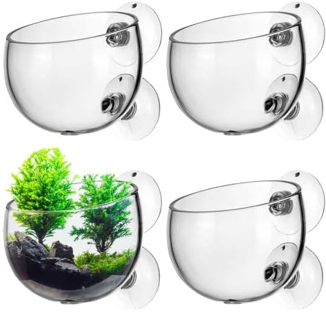 yotutun 4 Stück Wasserpflanzentopf Aquarium Deko Kristallglas Glas Cup Topf Pflanzenhalter mit 8 Saugnäpfen Cup Topf Pflanz für Aquarienpflanzen Aquarium-Dekoration