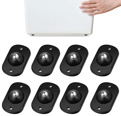 Minirruedas autoadhesivas para utensilios de cocina, ruedas universales giratorias de 360°, ruedas adhesivas para bricolaje, cubo de basura, caja de almacenamiento, pequeños aparatos (8, negro)