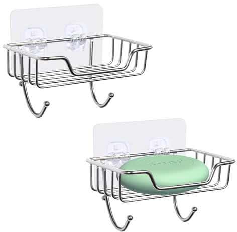 Uten Portasapone in acciaio inox 304, antiruggine, senza foratura, montaggio a parete, portasapone per bagno e cucina (confezione da 2)