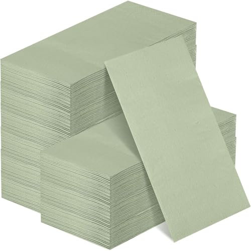 100Pcs Sage Green Napkins, Party Paper Napkins,Sage Green Paper Cocktail Napkins Disposable 3 Ply Beverage Embossed Wedding Soft for Dinner Wedding Party Shower Birthday (100)
