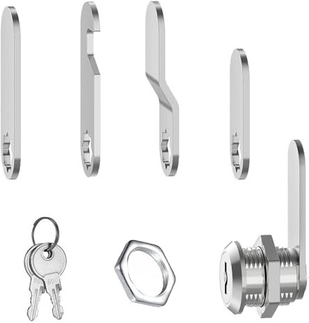 25mm Security Mailbox Keyed Cabinet Drawer Cam Lock System, 2 Keys, 4 Lock Plates