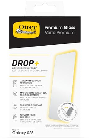 OtterBox Premium Glas skärmskydd för Samsung Galaxy S25/S24 | Härdat glas, avancerat repskydd, Klarar fall upp till 0,9m