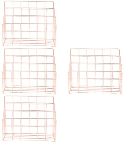 Lurrose 4 Stück Postlagerregal Lagerregale Tischorganisator Schubladen-Organizer Briefe Schlüssel Posthalter Wandhalterung Schließfach Anzeige Tabletts Bücherregal Rose Gold Schmiedeeisen