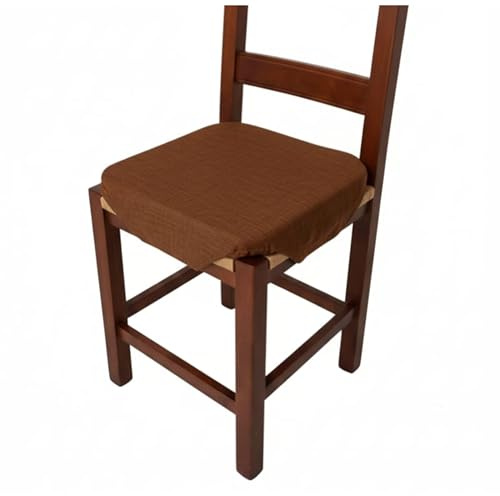 SalGiu Cuscini Sedie (set da 6) Con Alette 4 Lacci Imbottito Tinta Unita 40x40 (Marrone)