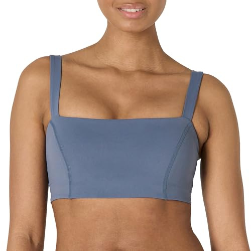 Amazon Essentials Reggiseno Sportivo a Fascia Tecnico in FormFlex Morbidissimo, Sostegno Leggero con Spalline Regolabili Donna, Grigio Ardesia, M