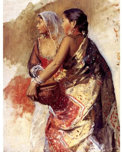 ARTICULOZY Sketch Two Nautch Girls - 30x40 Inch Rolled Canvas Wall Decor Art Print
