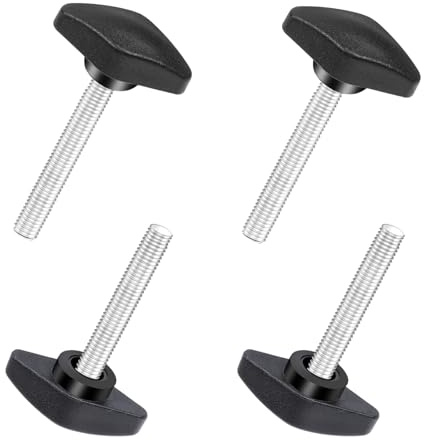 Bykonh M6 x 50mm Tee Wing Thumb Screws, Plastic T Handle Clamping Knobs Wing Knob Grips Thumbscrew for Woodworking Machine Equipment, Black, 4 PCS