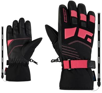 Ziener Guanti da sci per bambini LUKIAN-Z per sport invernali | impermeabili, termici, Leash, nero/rosa Lily, 7