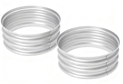 Bamworld Hochbeet Rund Metall 2er Set, Galvanisiertes Stahl Hochbeete für Garten Balkon, Outdoor Pflanzkübel Gemüse Blumen Kräuter, 60x30cm Silber