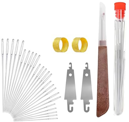 Premium Stainless Steel Needle Set 34PCS Thread Rippers Thimble for Clothing Repair Crafting Projects Travel Sewing Supplies for Adults