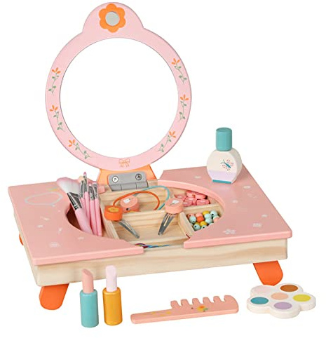 Oxxggkao Children Wooden Simulation Beauty Makeup Salon-Pretend Toys Education Play House Dresser Girl Cosmetics Gift Toys For Kids Girls Children Cosmetics Set Play House Educational Fun Games-gift
