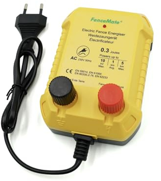 FenceMate Electrificateur de Clôture Électrique 230V sur Secteur, puissance de 0,3 Joule, portée de 1 à 5 km,Idéal pour contenir les animaux domestiques et la volaille (0.3J)