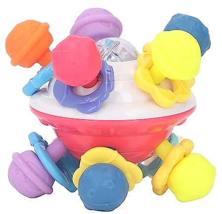 Generic El Juguete de Actividad Sensorial para Agarrar la Dentición Ayuda a la Percepción del Color del bebé y Masajea las Encías, Material Plástico, para Bebés de 0 a 1 Año (PINK)