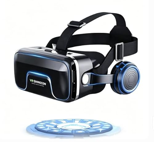 Occhiali 3D VR per telefono cellulare, con auricolare 3D VR, occhiali per realtà virtuale, PC, intrattenimento, anti-luce blu, adatti per iPhone e Android 5.0-7.3 pollici