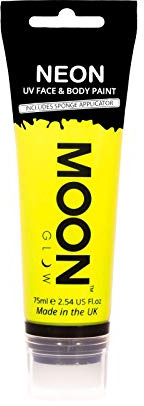 Moon Glow Supersize 75ml Neon UV Face & Body Paint - Intense Yellow - with sponge applicator