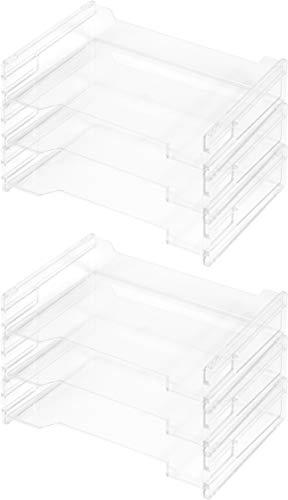 Herlitz 1610393 Ablagekorb A4 quer, transparent und stapelbar (6 Stück, Ablagekorb A4 quer)