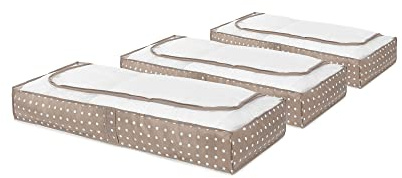 COMPACTOR Set di 3 Custodie salvaspazio extra piatte sottoletto, Antipolvere, Marrone RIVOLI, Polipropilene e EVA, 45 x 108 x H. 15 cm, RAN9816