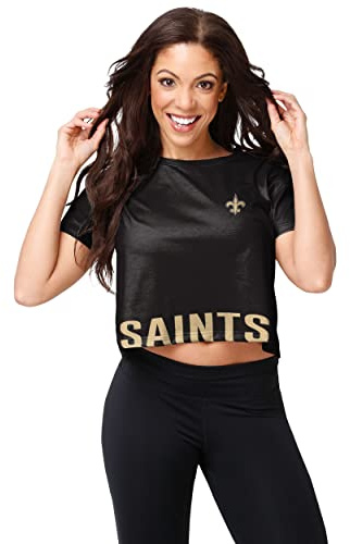 FOCO Damer NFL Team Logo Ladies Fashion Crop Top skjorta, Bottom line, L