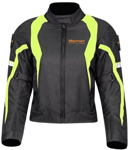 Msport Giacca Moto Donna Con Fodera Termica e Protezioni CE Rimovibili Giacca impermeabile e Traspirante - Verde S
