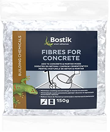 Bostik Fibres for Concrete 150g - Minimise Cracking and Shrinkage - Improve Freeze/Thaw and Impact Resistance of Mortar and Non-Structural Concrete