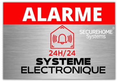 SecureHome Systems - Lot de 8 autocollants fond effet alu dissuasifs vol 8,5x5,5cm - Alarme + Video surveillance - Haute qualité, résistance pluie et UV