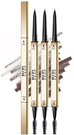 Eyebrow Pencil,3 PCS Waterproof Long-Lasting Microblading Dark brown Brow Pencil,Natural Eyebrow Makeup Ultra Slim Defining Eyebrow Pencils Brow Liner for Women