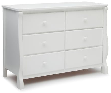 Delta Children Universal 6 Drawer Dresser with Interlocking Drawers - Greenguard Gold Certified, White