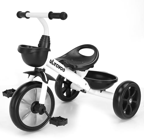 UBRAVOO Laufräder Kinderdreirad, Baby Dreirad, 3-Rad-Fahrrad für 2,5 bis 5/2-4-jährige Jungen und Mädchen, Dreirad mit Ablagekorb vorne und hinten