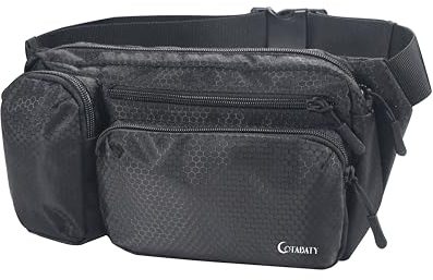 Cotabaty wasserdichte Bauchtasche mit Mehreren Taschen, großer Kapazität, Hüft-Fanny-Pack für Wanderungen, Hundespaziergänge, Reisen und Outdoor-Aktivitäten(Schwarz)