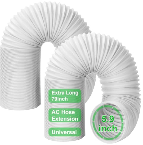 2 Pack Portable Air Conditioner Exhaust Vent Hose, Universal Flexible AC Hose with 5.9 Diameter, Anti-Clockwise Thread, Length up to 79