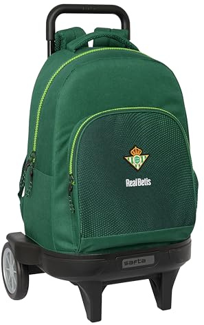 Safta REAL BETIS BALOMPIÉ - Mochila Grande con Ruedas, Compact Evolución, Extraíble, Ideal para Niños de Diferentes Edades, Cómoda y Versátil, Calidad y Resistencia, 33x22x45 cm, Color Verde