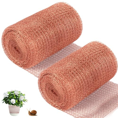 2 rullar 12,7 cm x 6 m kopparnät: rent kopparnät, kopparband mot sniglar möss, snäckstaket rent, snäckstaket kopparnät för trädgård skadedjursbekämpning och för att skydda mot kryddor