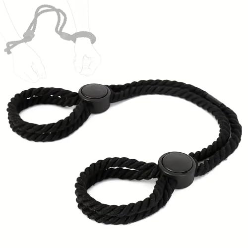 1 pezzo di manette nere regolabili in corda, corda di cotone esotico