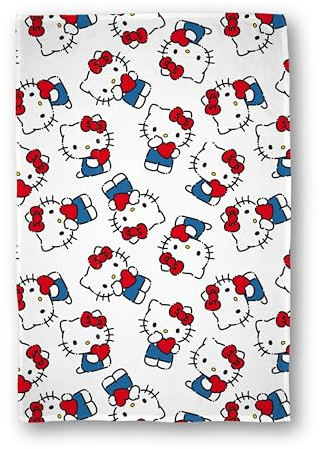 Hello Kitty Officially Licensed Fleece Blanket | Heartheld Design Super Soft Warm Throw | Perfect For Teen Bedrooms, Camping & Sleepovers | Size 100 x 150cm | White