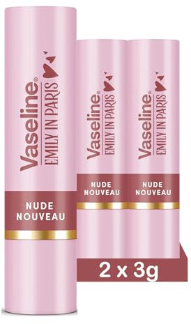 Vaseline x Emily in Paris Nude Nouveau | Feuchtigkeitsspendender Lippenbalsam Stick | Limited Edition | (2er Pack Nude Nouveau)