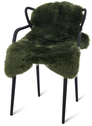 Decorating Sheepskins Peau de mouton australian de qualité supérieure - Vert - 100 x 60 cm - 4-6 cm - Laine - Pour chaise - Sans odeur - Tapis en peau d'agneau véritable - Pour canapé - Peau de mouton
