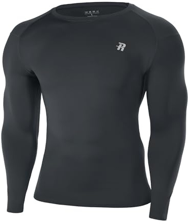 Runhit Men's Compression Base Layer Long Sleeve Top, UPF 50+ Quick Dry Sports Undershirt for Running Gym Cycling Football Golf Training