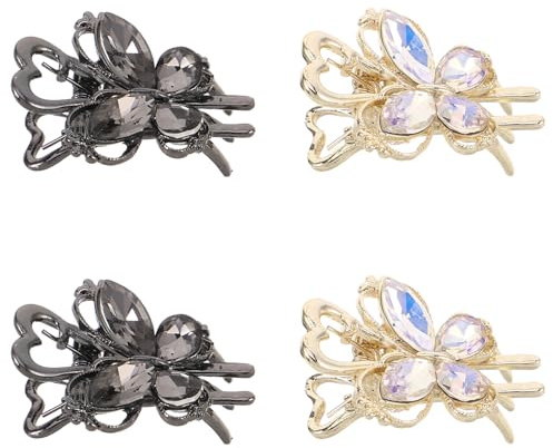 LRXIYODE 4pièces Pince Cheveux Strass Barrette Décorative pour Femmes Mini-pinces à Cheveux Métal avec Strass