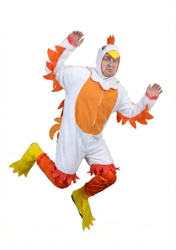 TC Toys - Adult Chicken Costume – Funny Farm Animal Fancy Dress Onesie for Stag Do, Easter Events & Charity Runs – Lightweight Yellow Jumpsuit with Hood & Beak – One Size Fits Most