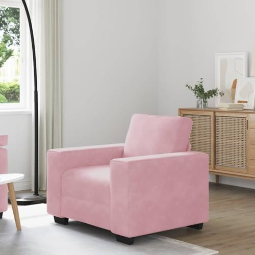 sephironlbb fåtölj rosa sammet 100 x 77 x 82 cm med vadderad sits och fiberfyllning, stabil ram av plywood och stål, relaxsoffa för vardagsrum, gästrum, lounge, bekväm stoppningssats