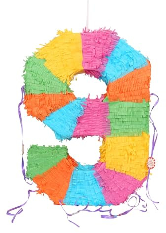 Fax Potato Number 9 Pop-Out Piñata Fillable Colorful Rainbow Pinata Lightweight Cardboard Party Decoration Pack Game Set for Birthdays, Anniversary