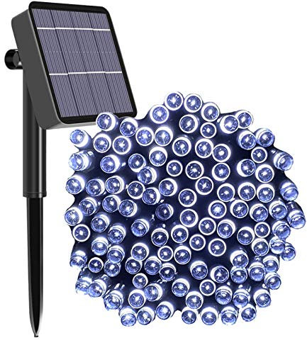 Solar String Lights Outdoor, 65ft 200 LED Solar Garden Fairy Lights Waterproof 8 Modes Solar Powered Decorative Lights for Patio, Garden, Yard, Tree, Home, Party - Cool White [Energy Class A+++]