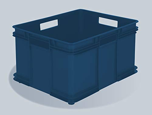 3 x 54 Litre Extra Large XL Unibox Industrial Stacking Plastic Storage Boxes Containers Crates (Blue)