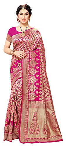 Sidhidata Sari de seda jacquard para mujer con blusa