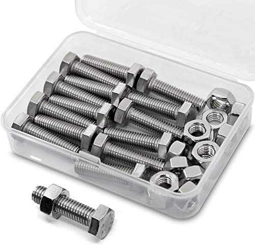 M8 x 20mm Bullone Esagonale Bulloni e Dadi in Acciaio Inossidabile 304 Set,Viti a Macchina (Bullone 15pz, Dadi 15pz)
