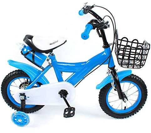 KinHall Bicicleta infantil de 12 pulgadas con rueda auxiliar, principiante, adecuada para niños y niñas, asiento ajustable