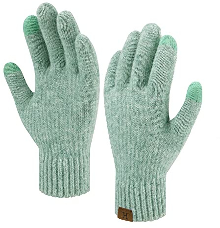 Bequemer Laden Womens Winter Warm Touchscreen Gloves Thermal Knit Cold Weather Gloves for Women Gifts, Green, One Size