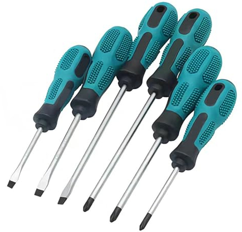 Set di 6 cacciaviti con impugnatura morbida, con custodia, 3 cacciaviti a croce + 3 teste piatte, kit di cacciaviti magnetici di precisione fai da te, riparazioni, artigianato