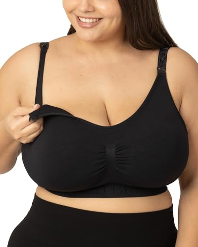 Kindred Bravely Sublime Simply Nursing Bras for Breastfeeding, Adjustable, Seamless & Wireless Maternity Bra (Black, Large Super Busty)
